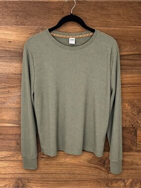 Stoic Waffle Knit Long Sleeve Crewneck Top — Sage Green — Large
